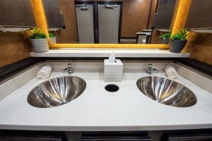 Luxury portable restrooms with climate control