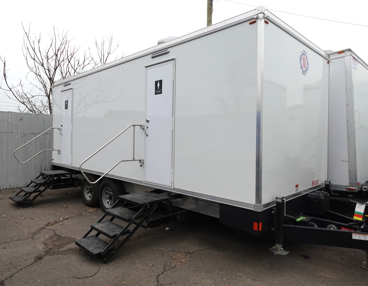 Portable restroom trailers for outdoor festivals